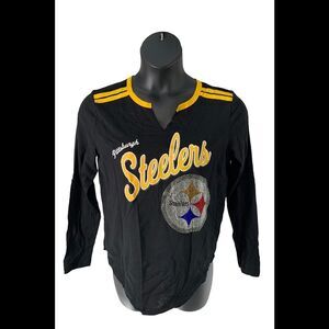 NFL Women's Long Sleeve V-Neck Tee Steelers - Regular